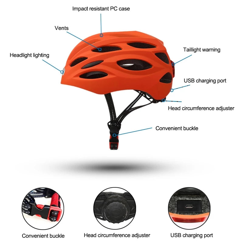 Lampe LED pour casque de vélo avec feu arrière LED
