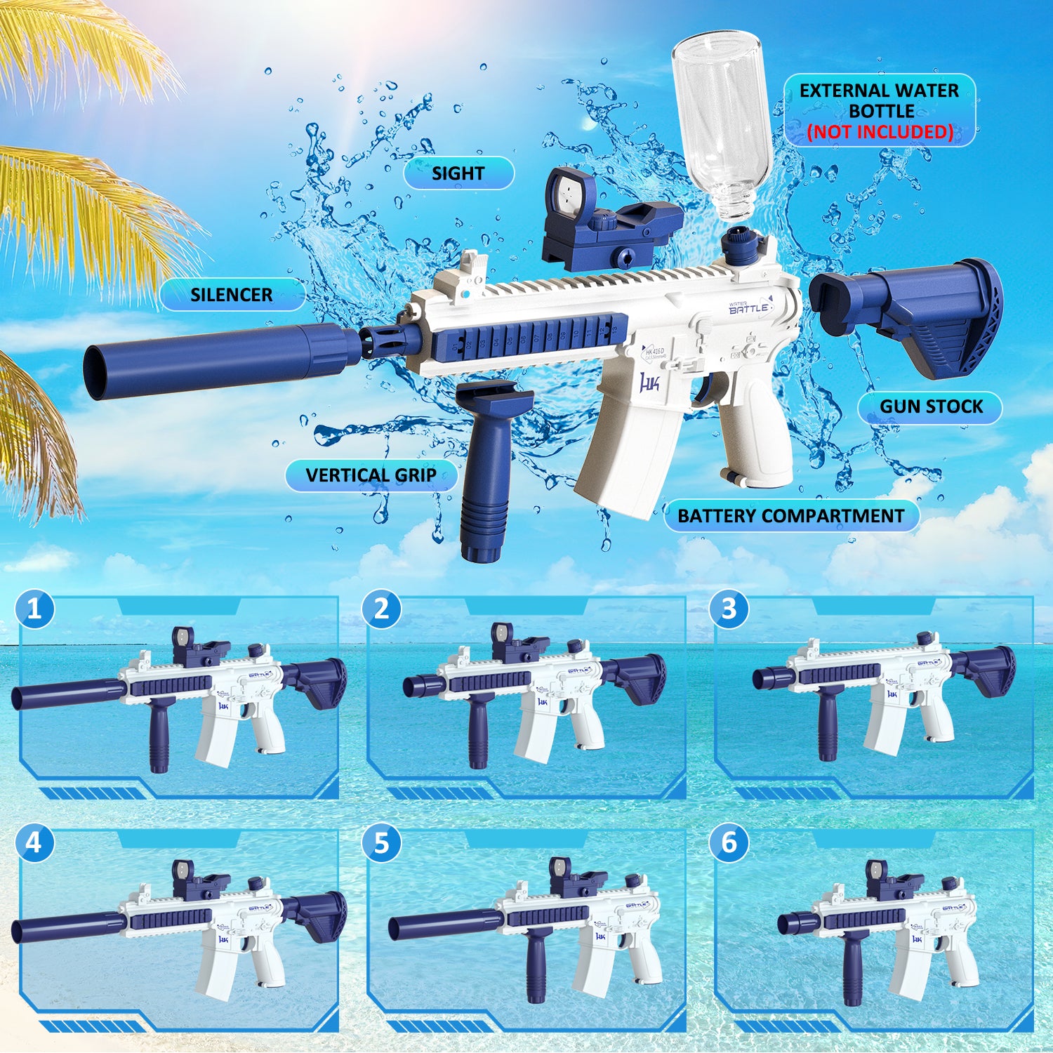 Nouvelle pistolet à eau électrique automatique jouet fusil à eau