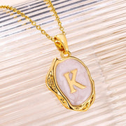 Collier pendentif en acier inoxydable plaqué or avec alphabet A-Z