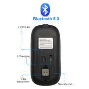 Souris sans fil 2,4 GHz rechargeable Bluetooth RVB.