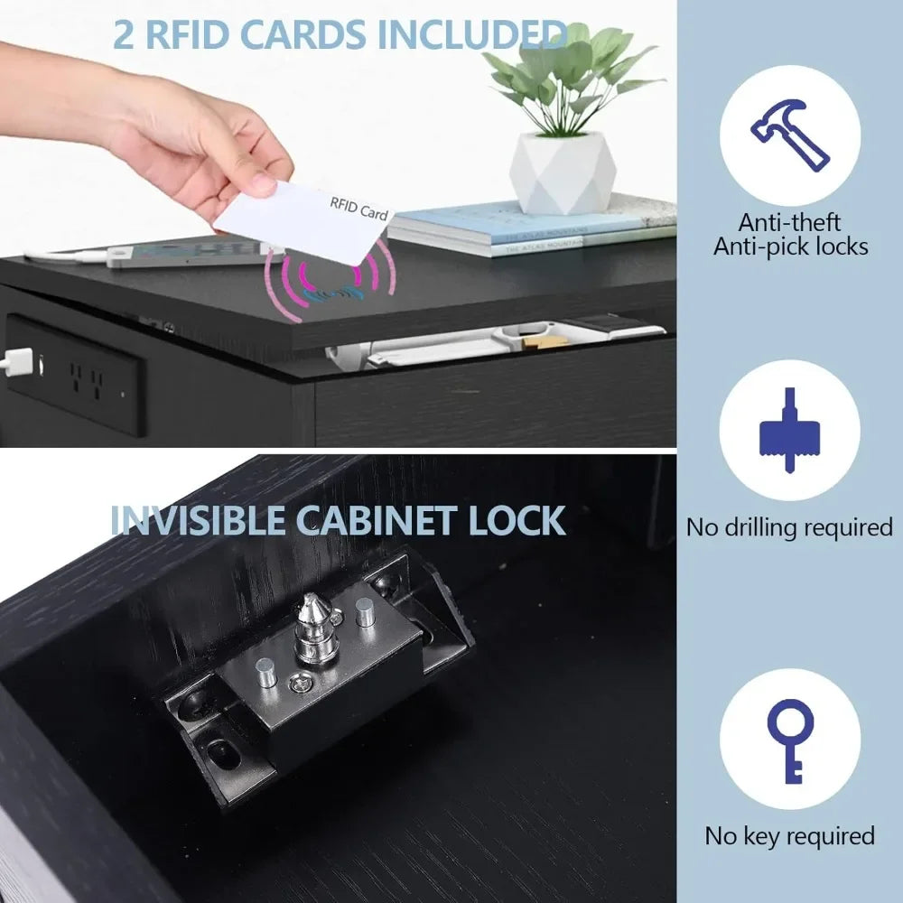 Table de chevet avec serrure RFID