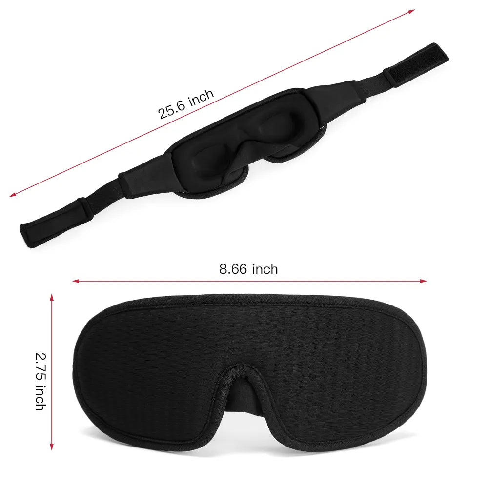 Masque de sommeil 3D occultant la lumière, doux et rembourré.