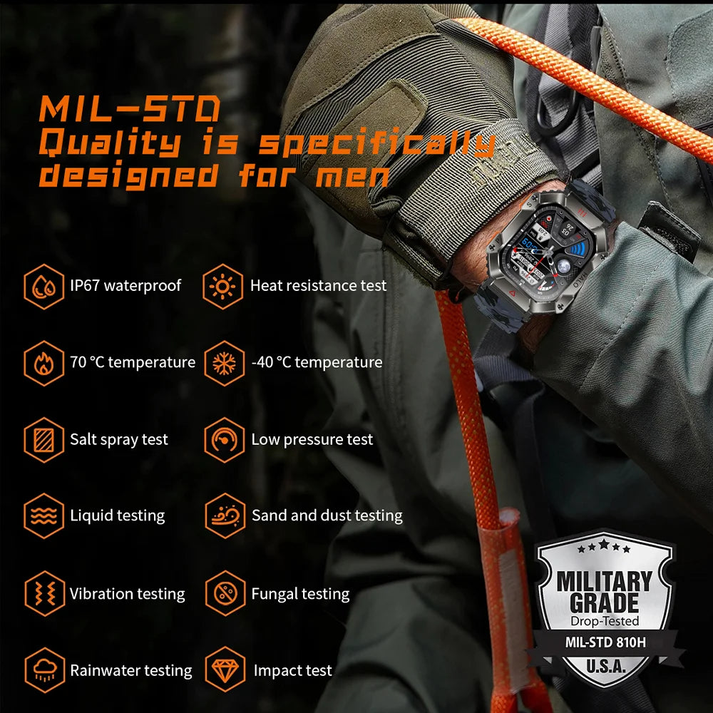 Montre intelligente militaire robuste.