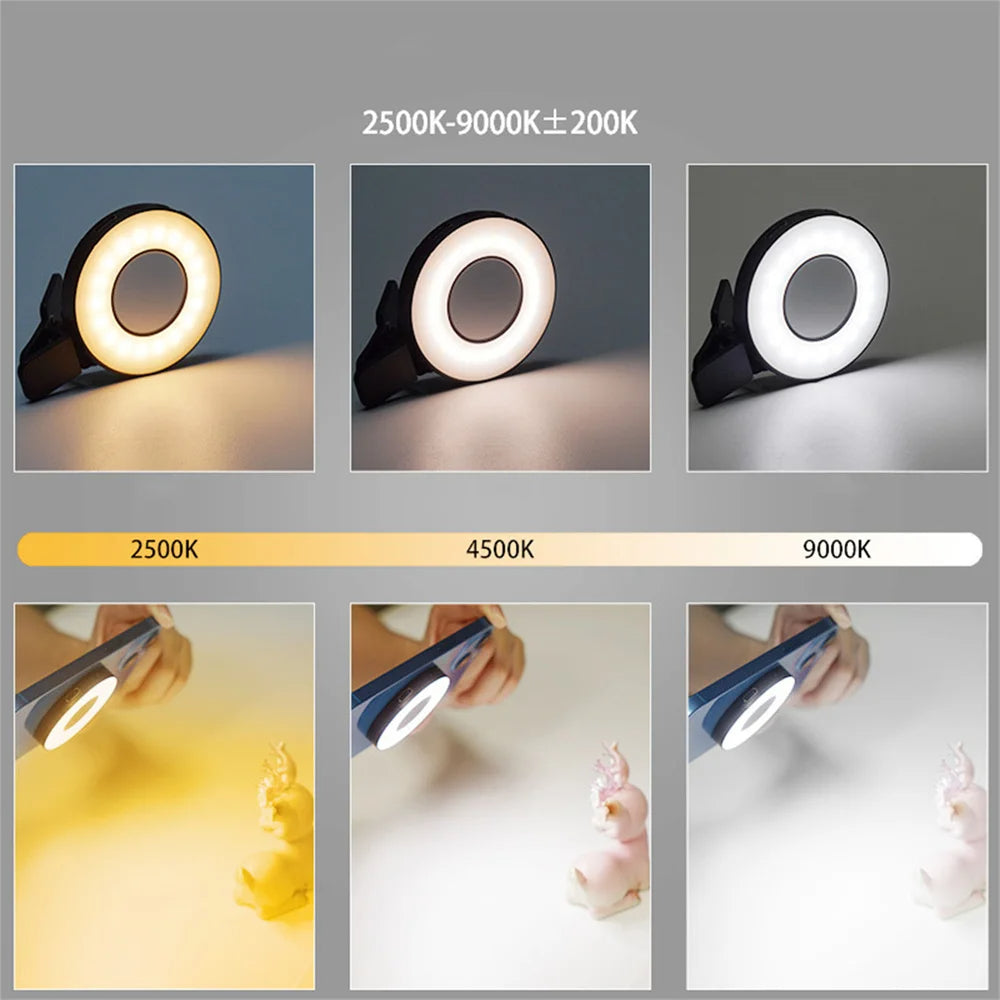 Anneau lumineux LED magnétique à clip pour smartphone.