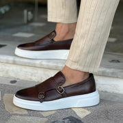 Nouvelles chaussures vulcanisées marron pour hommes.