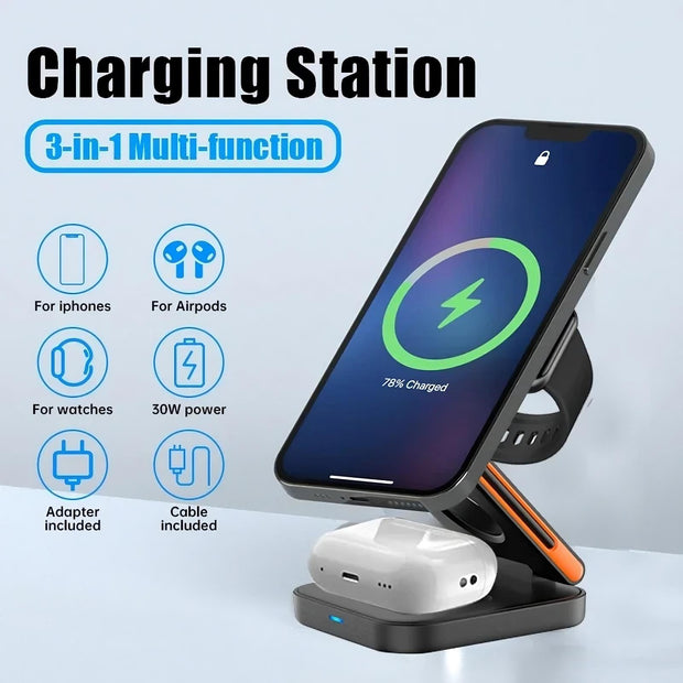 Station de charge pliable 3 en 1