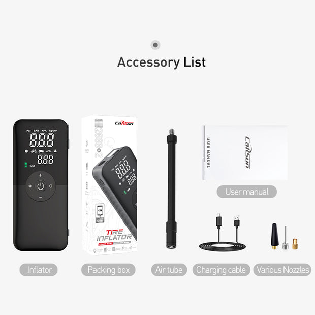 Compresseur de pompe à air numérique portable rechargeable pour pneus.