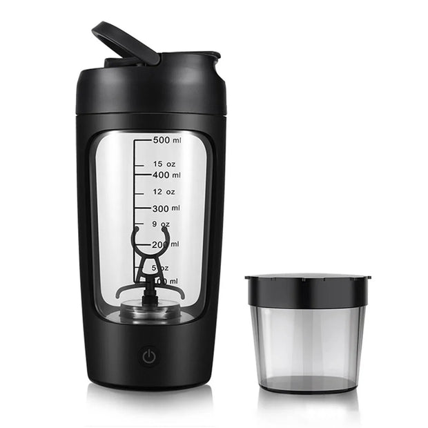 Shaker électrique pour protéines avec récipient pour poudre.