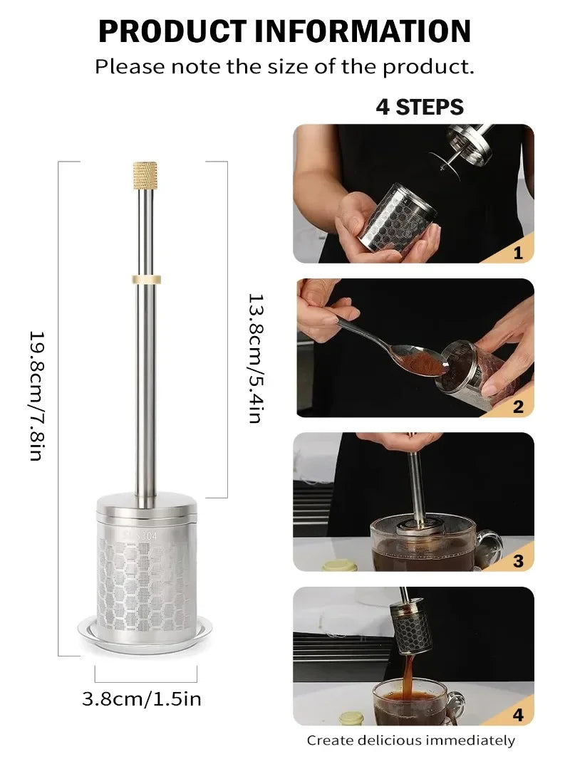 Filtre à café et à thé réutilisable en acier inoxydable.