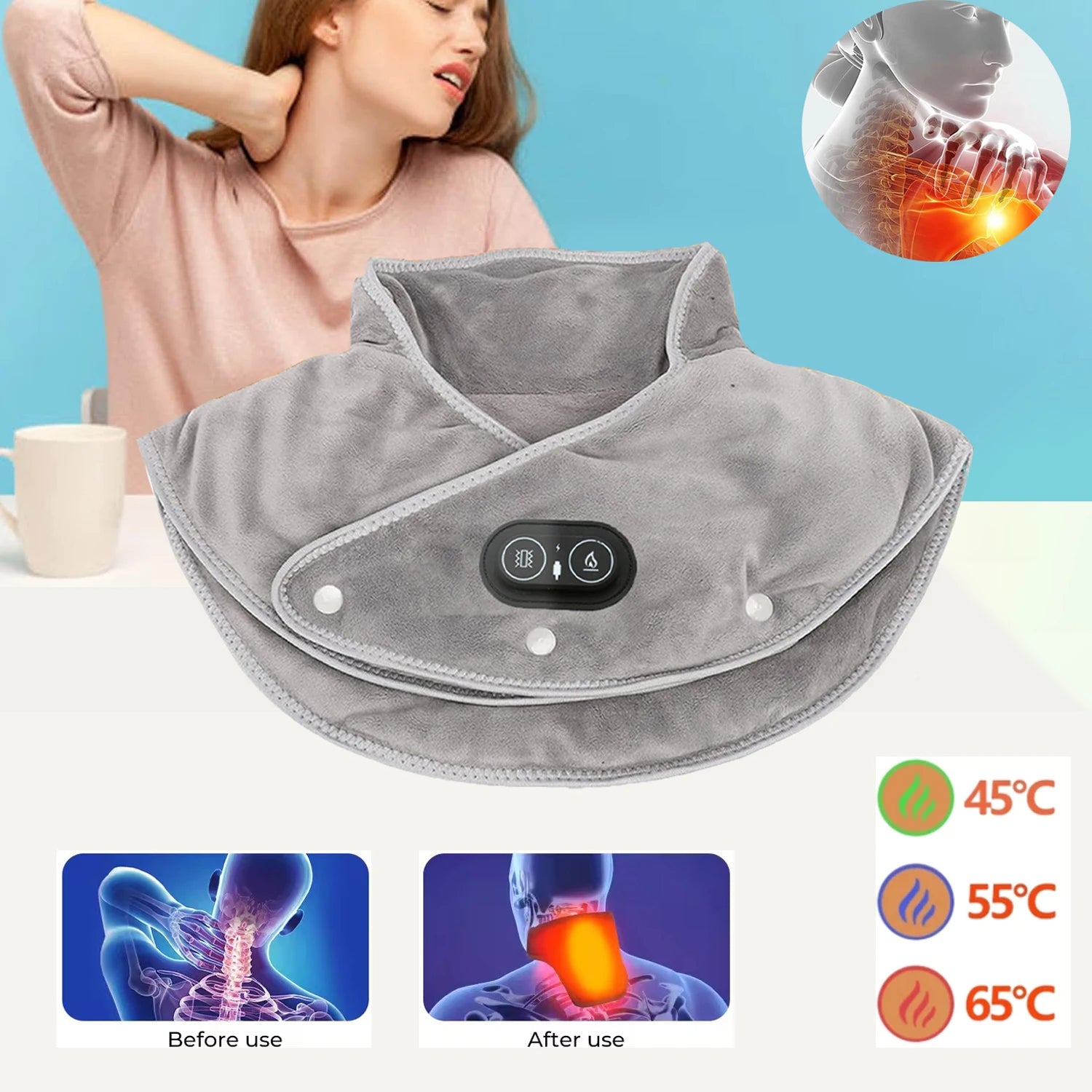 Coussin chauffant électrique pour les épaules et le cou