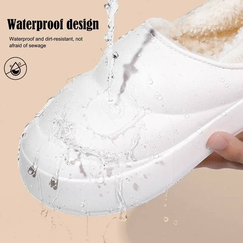 Chaussons d'hiver en coton à semelles épaisses pour femmes
