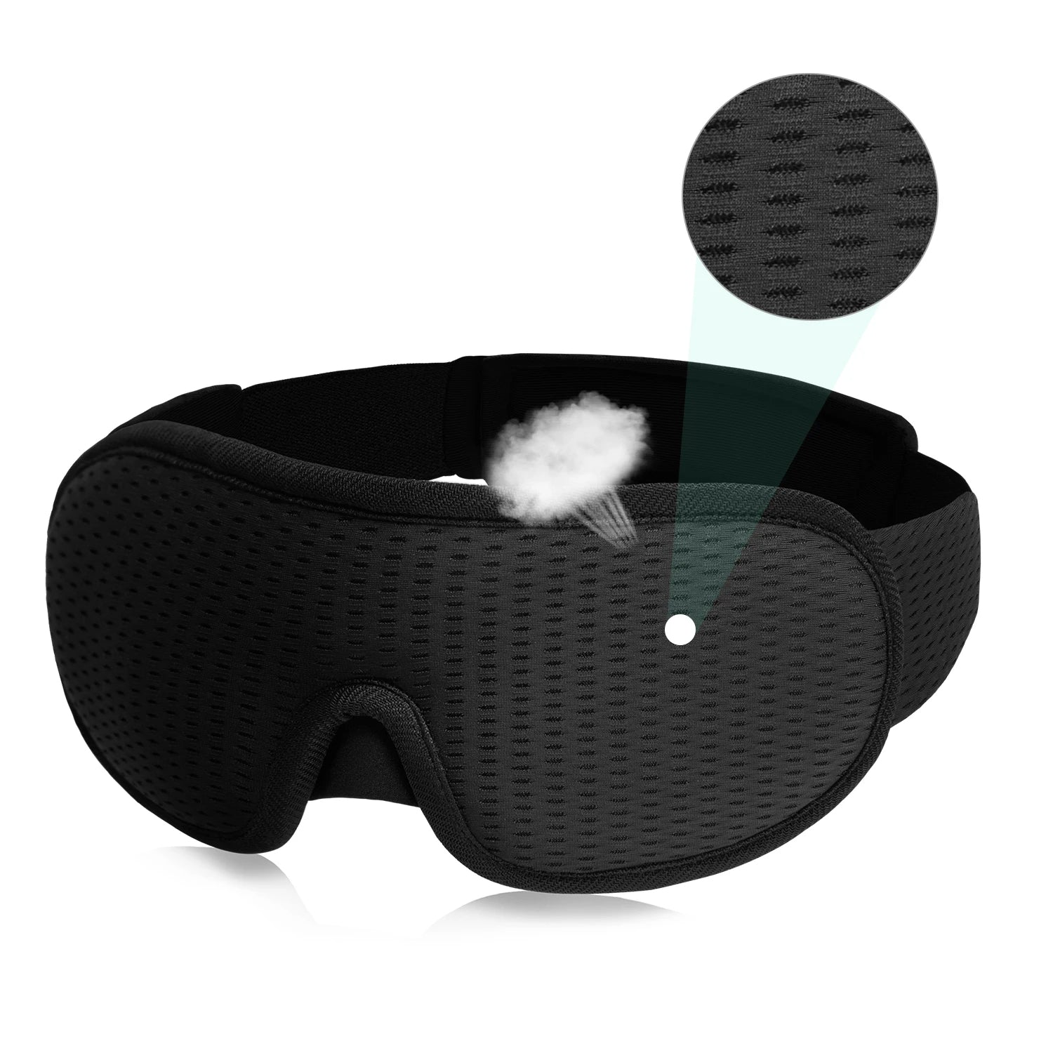 Masque de sommeil 3D occultant la lumière, doux et rembourré.