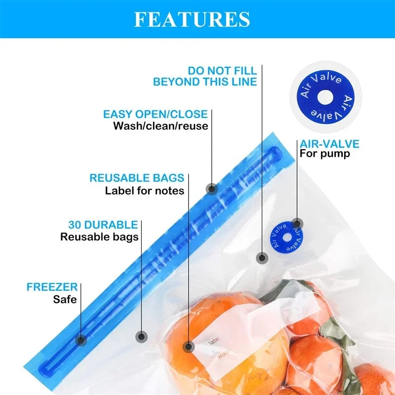 Sacs alimentaires scellés sous vide pour le stockage des aliments