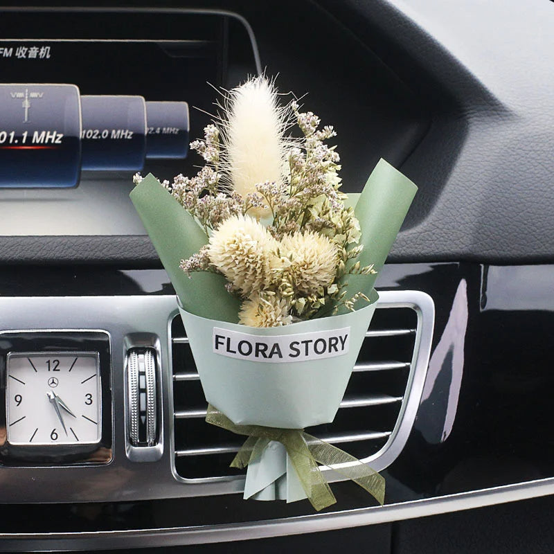 Bouquet de fleurs séchées pour grille d'aération de voiture