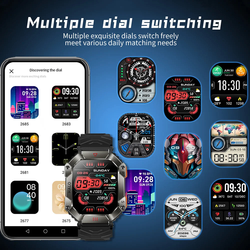 Montre intelligente militaire robuste.