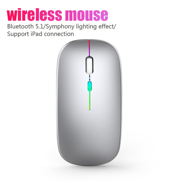 Souris sans fil 2,4 GHz rechargeable Bluetooth RVB.