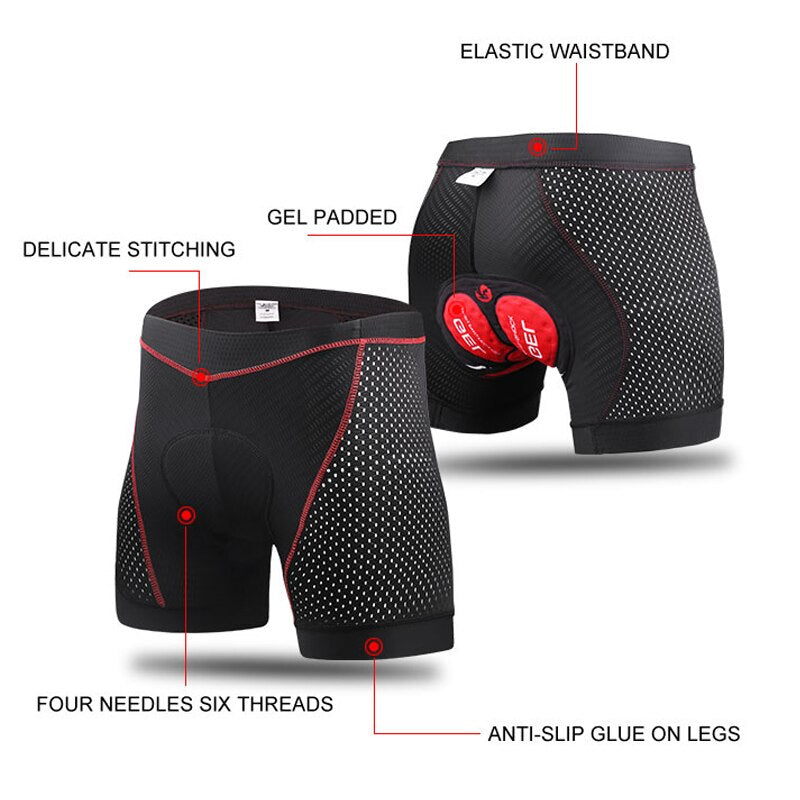 Sous-vêtements de cyclisme rembourrés en gel