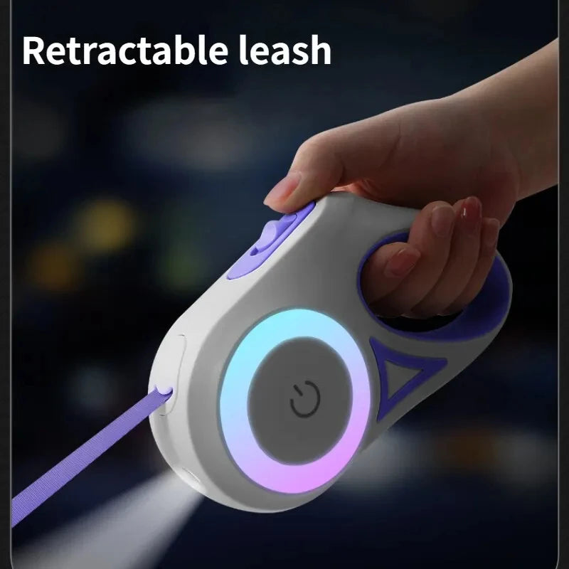 Corde de promenade lumineuse rétractable automatique pour chien