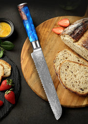 Trancheuse à pain en acier Damas de 7 pouces.