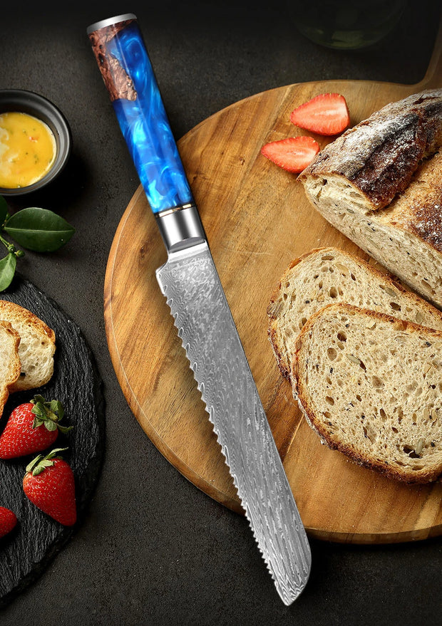 Trancheuse à pain en acier Damas de 7 pouces.