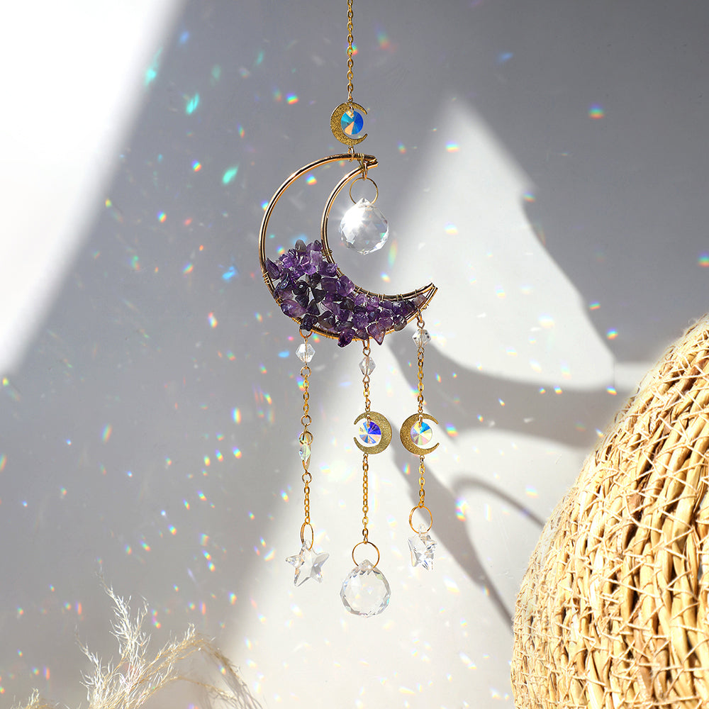 Prisme décoratif attrape-soleil en cristal de lune.