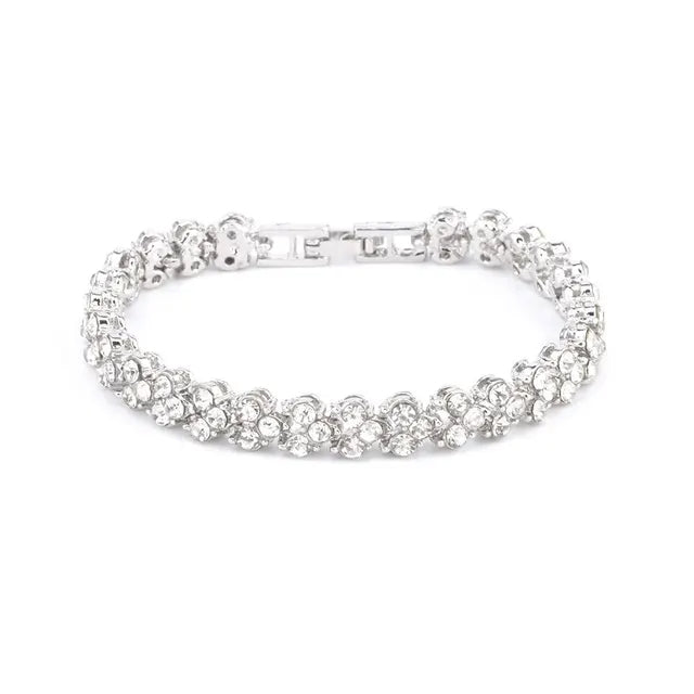 Bracelet chaîne géométrique en cristal romain de luxe.          Luxury Roman Crystal Geometric Chain Bracelet