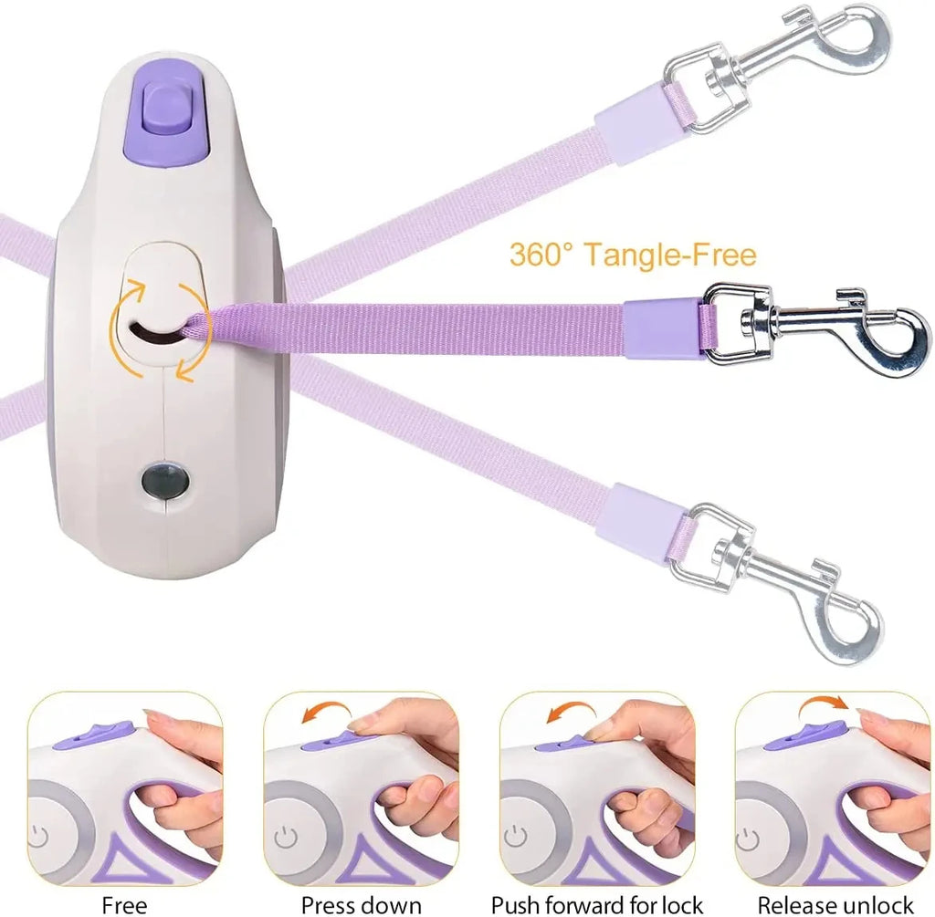 Corde de promenade lumineuse rétractable automatique pour chien