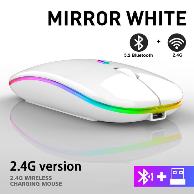 Souris sans fil 2,4 GHz rechargeable Bluetooth RVB.