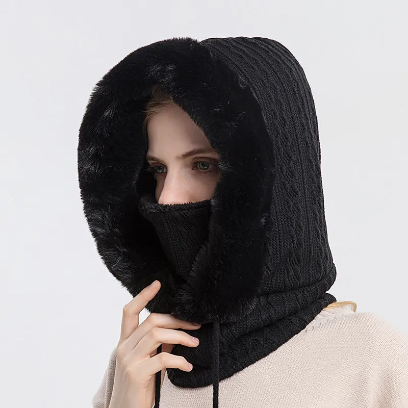 Écharpe-masque d'hiver en polaire tricotée épaississante