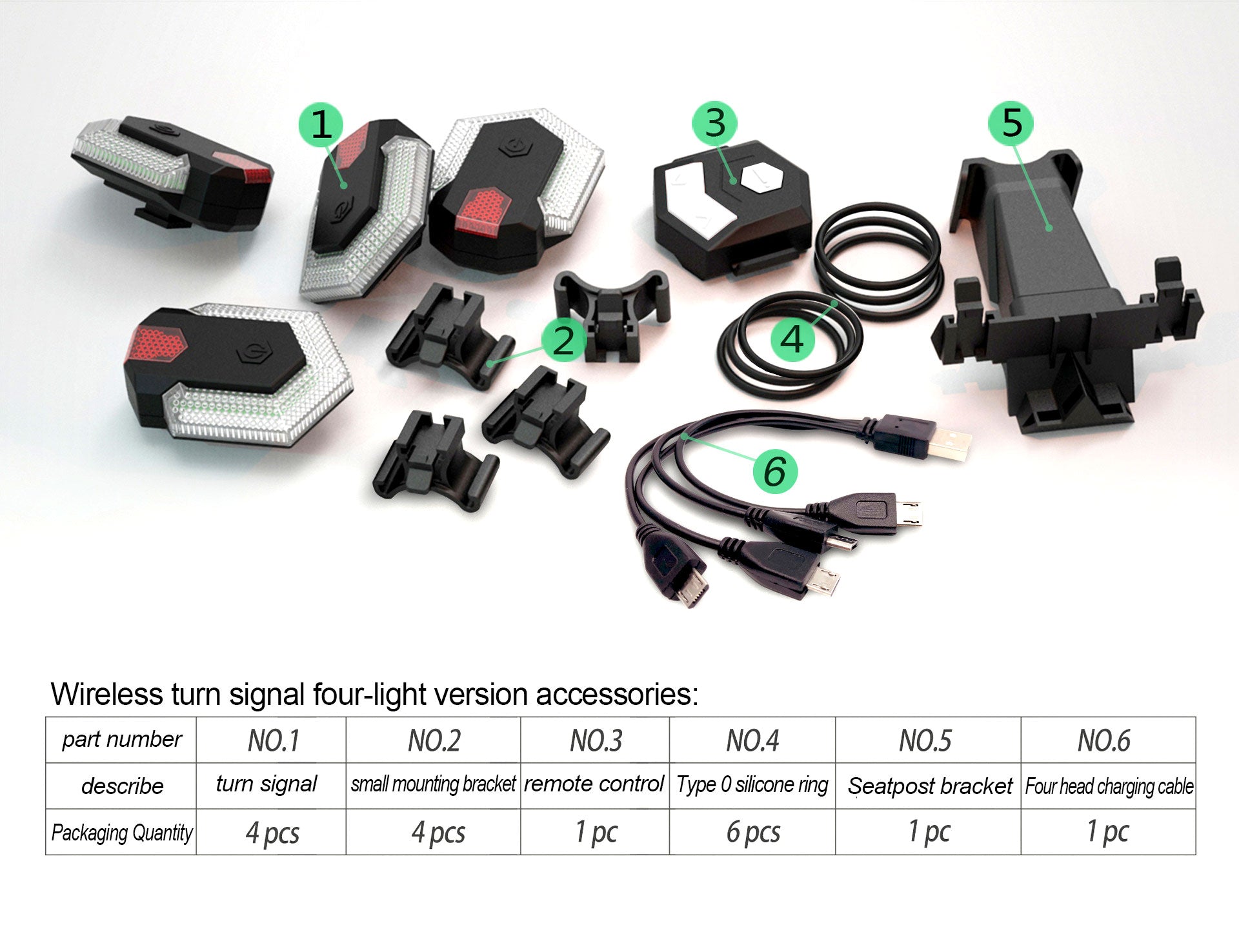 1 jeu de clignotants intelligents pour vélo