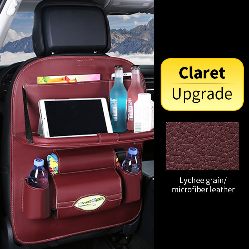 Sac de rangement pour siège arrière de voiture avec table pliable.