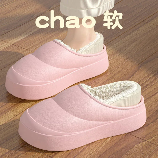 Chaussons d'hiver en coton à semelles épaisses pour femmes