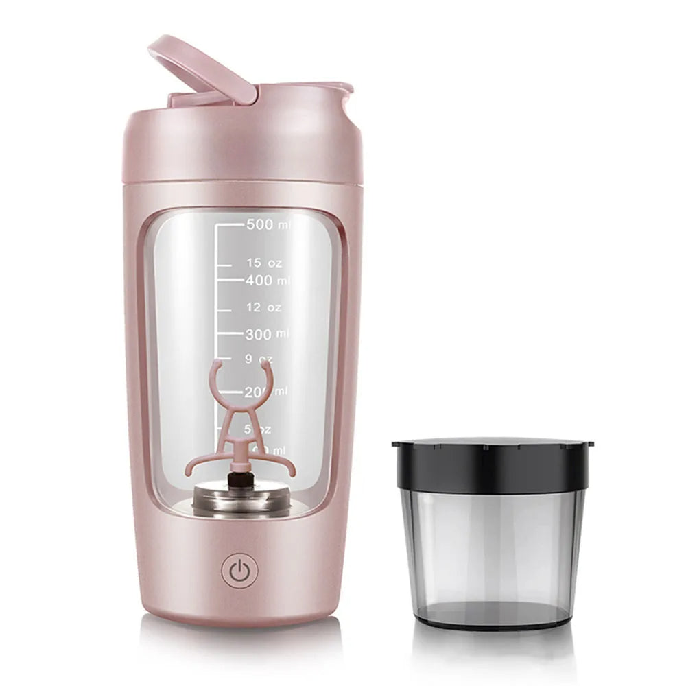 Shaker électrique pour protéines avec récipient pour poudre.