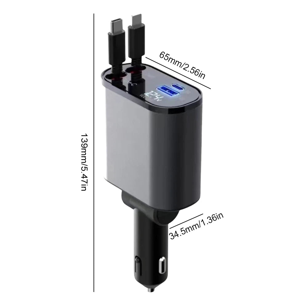 Chargeur de voiture rétractable