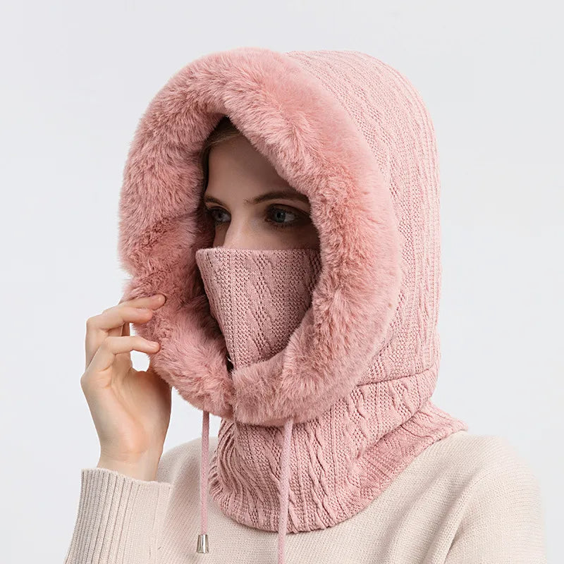 Écharpe-masque d'hiver en polaire tricotée épaississante