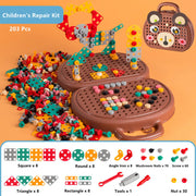 Boîte à outils de réparation pour enfants de 203 pièces, puzzle créatif en mosaïque