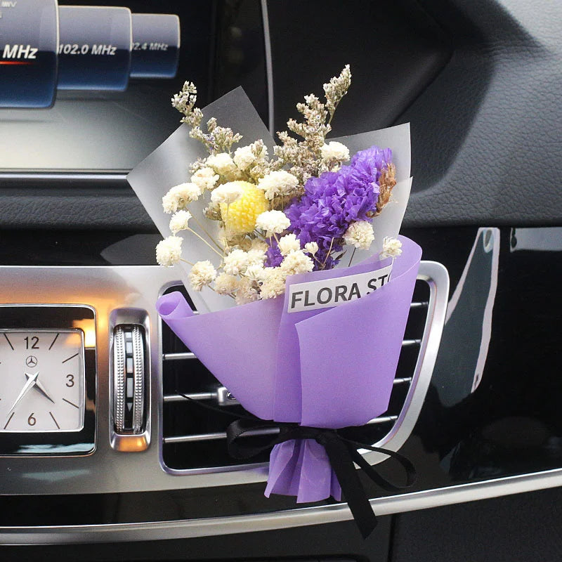 Bouquet de fleurs séchées pour grille d'aération de voiture