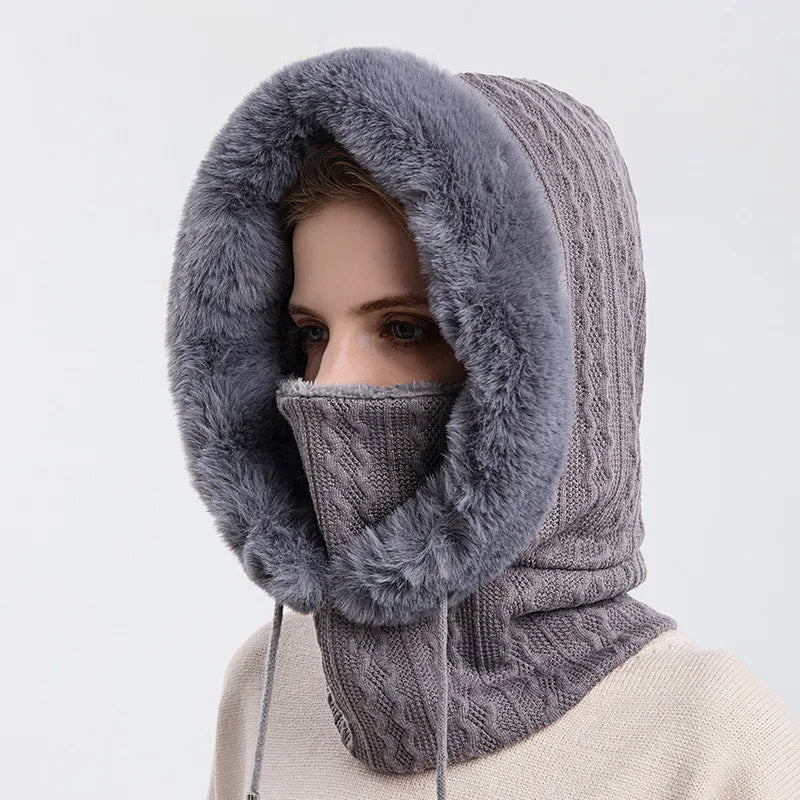 Écharpe-masque d'hiver en polaire tricotée épaississante