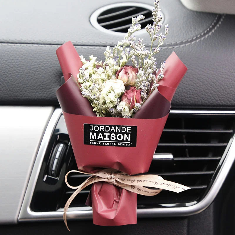 Bouquet de fleurs séchées pour grille d'aération de voiture