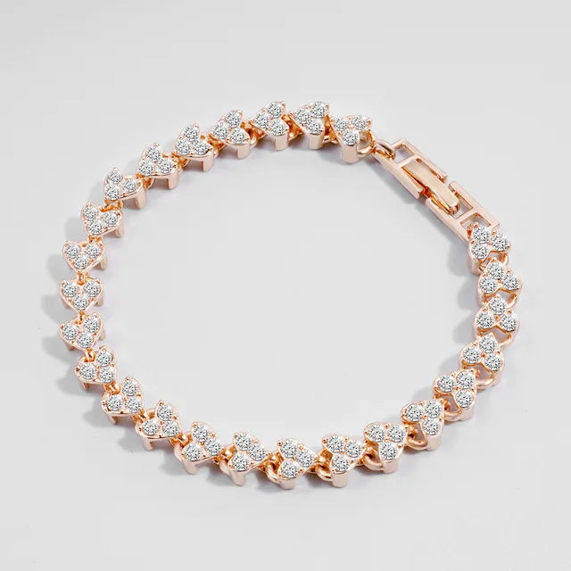 Bracelet chaîne géométrique en cristal romain de luxe.          Luxury Roman Crystal Geometric Chain Bracelet