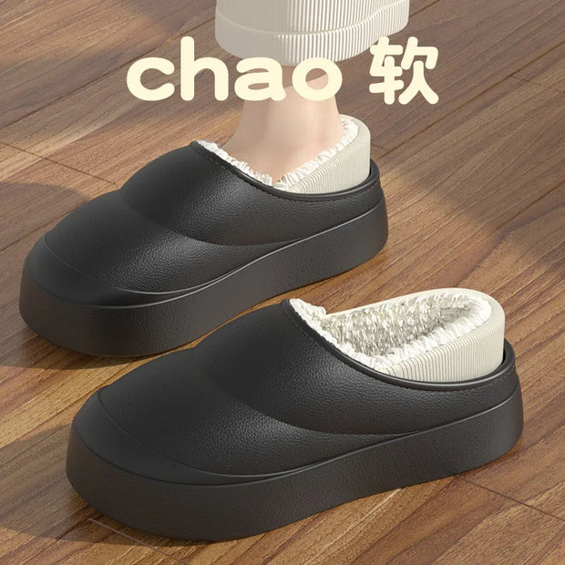 Chaussons d'hiver en coton à semelles épaisses pour femmes
